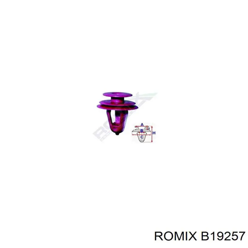 B19257 Romix пистон (клип крепления обшивки двери)