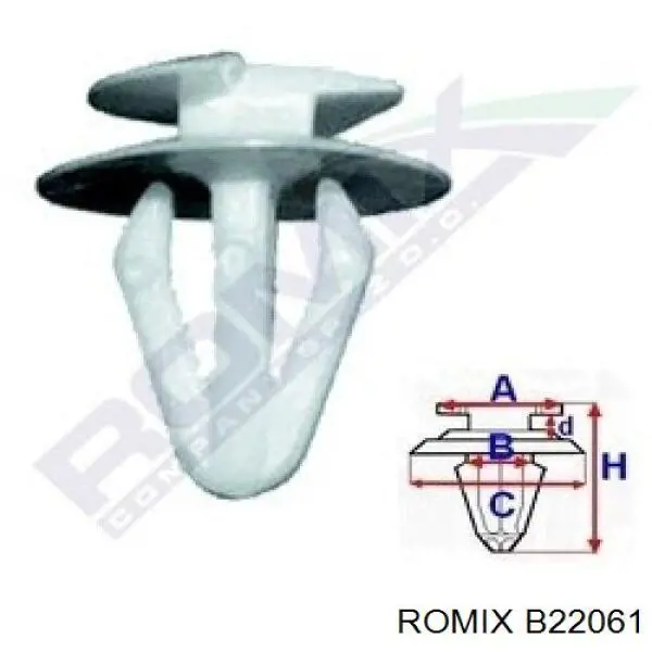 B22061 Romix пистон (клип крепления молдинга двери)