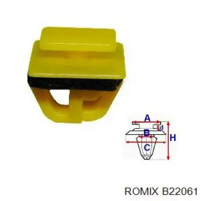B22061 Romix Пистон (клип) крепления молдинга двери