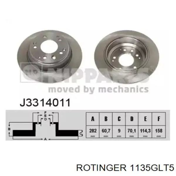 Тормозные диски 1135GLT5 Rotinger