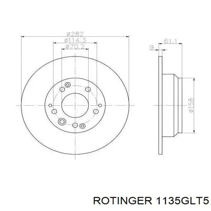 Тормозные диски 1135GLT5 Rotinger