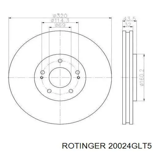 Передние тормозные диски 20024GLT5 Rotinger