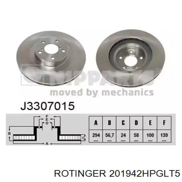 Freno de disco delantero 201942HPGLT5 Rotinger