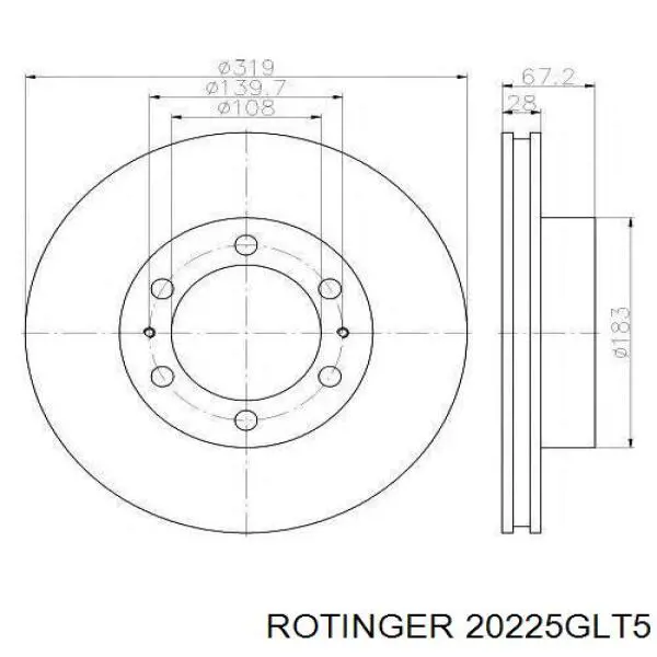 20225GLT5 Rotinger disco do freio dianteiro