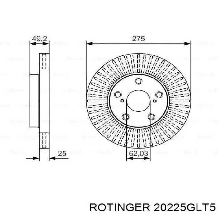 Передние тормозные диски 20225GLT5 Rotinger