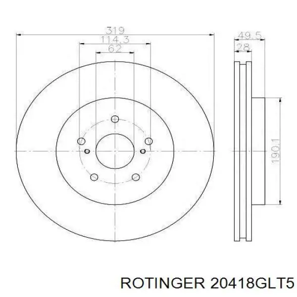 20418GLT5 Rotinger disco do freio dianteiro