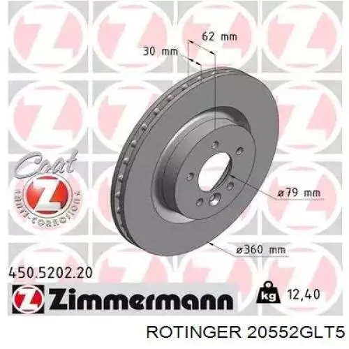 20552GLT5 Rotinger Диск тормозной передний