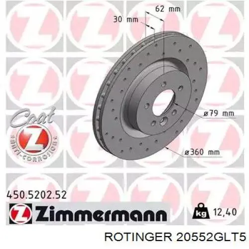 Купить 20552GLT5 Rotinger Ротор тормозной