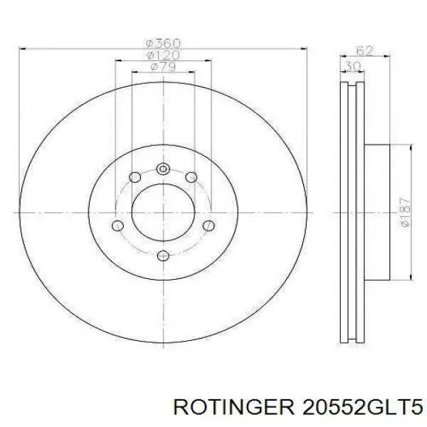 Тормоз дисковый передний Rotinger 20552GLT5 цена, от 92.58 USD