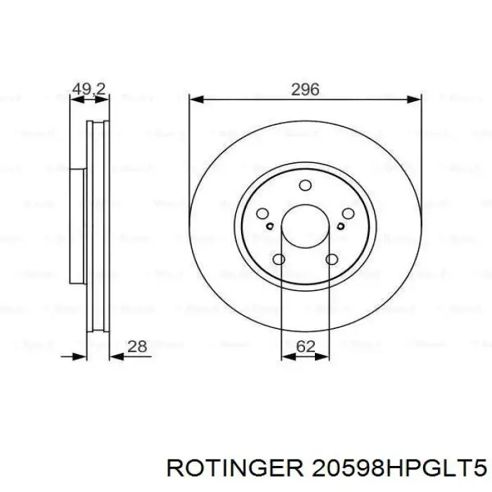 20598HPGLT5 Rotinger Диск тормозной передний