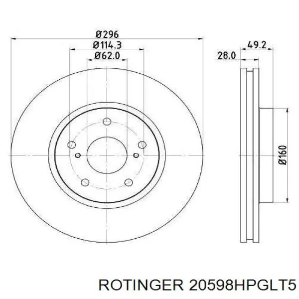 Тормоз дисковый передний Rotinger 20598HPGLT5 цена, от 54.85 USD