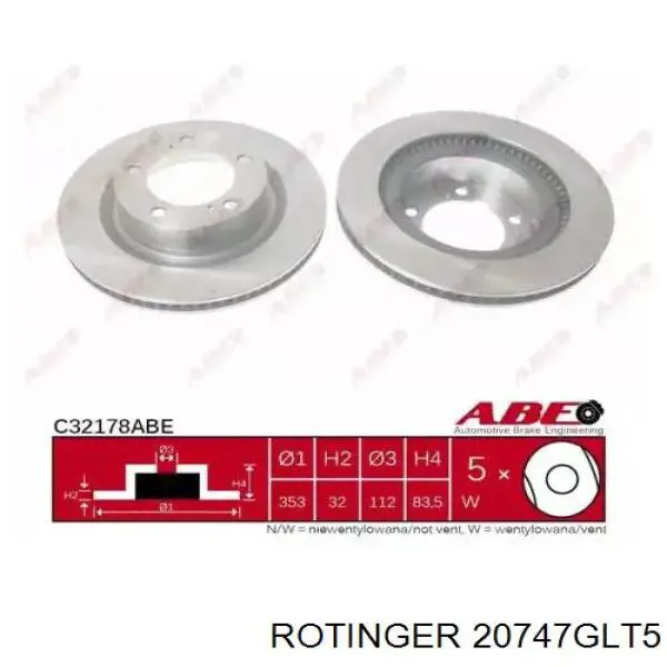 20747GLT5 Rotinger диск тормозной передний