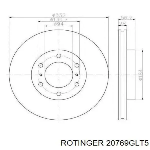 Передние тормозные диски 20769GLT5 Rotinger