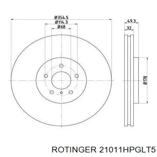 Тормоз дисковый передний Rotinger 21011HPGLT5 цена, от 85.71 USD