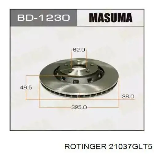 21037GLT5 Rotinger Диск тормозной передний