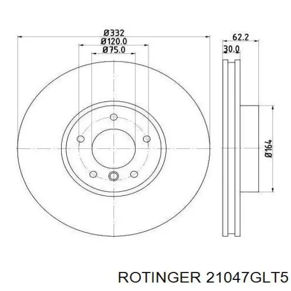 Тормоз дисковый передний Rotinger 21047GLT5 цена, от 159.90 USD