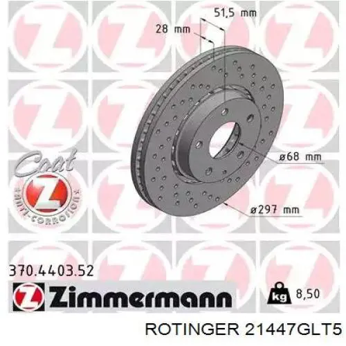 Купить 21447GLT5 Rotinger Ротор тормозной