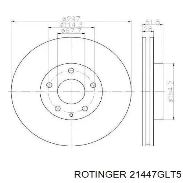 Тормоз дисковый передний Rotinger 21447GLT5 цена, от 62.07 USD