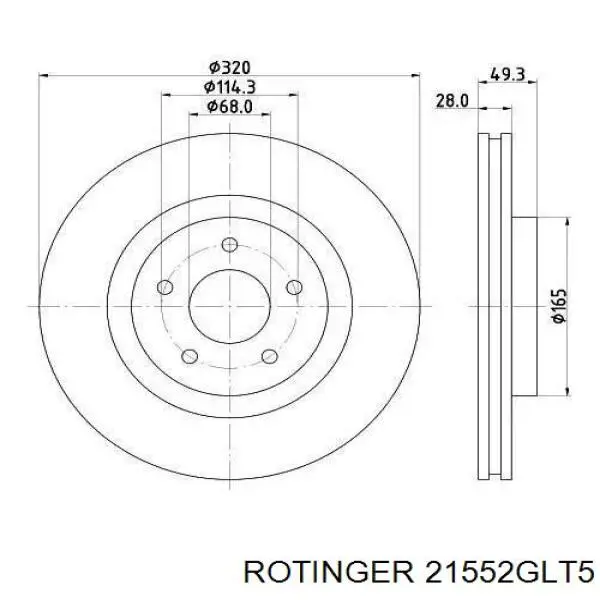 Тормоз дисковый передний Rotinger 21552GLT5 цена, от 116.69 USD