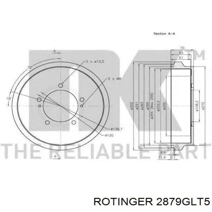 Передние тормозные диски 2879GLT5 Rotinger