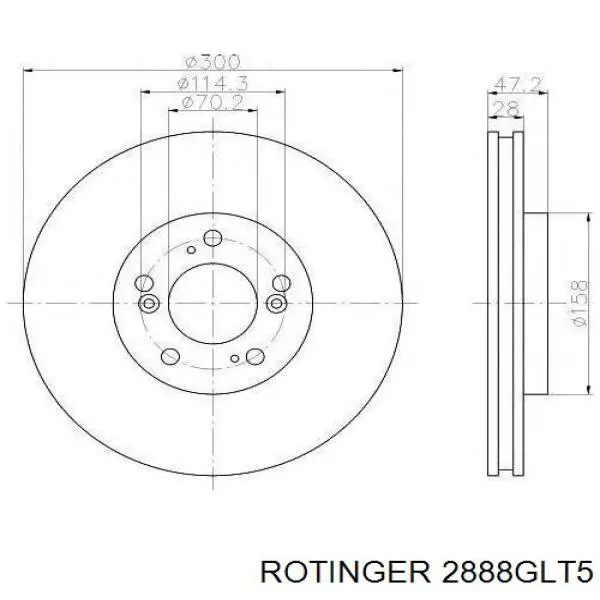 Передние тормозные диски 2888GLT5 Rotinger