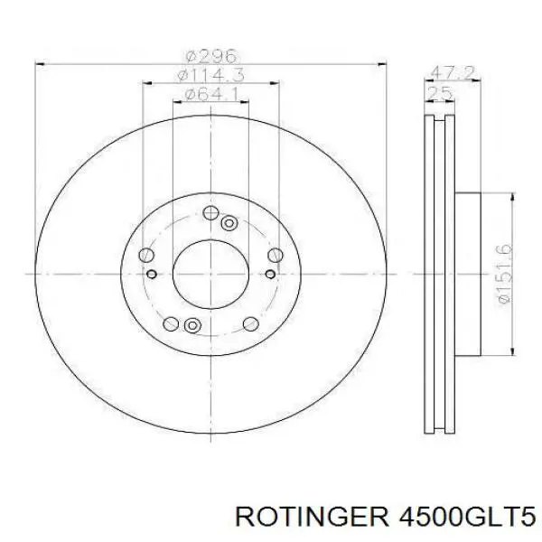 4500GLT5 Rotinger Диск тормозной передний
