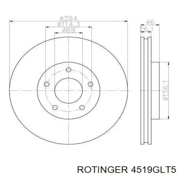 Передние тормозные диски 4519GLT5 Rotinger