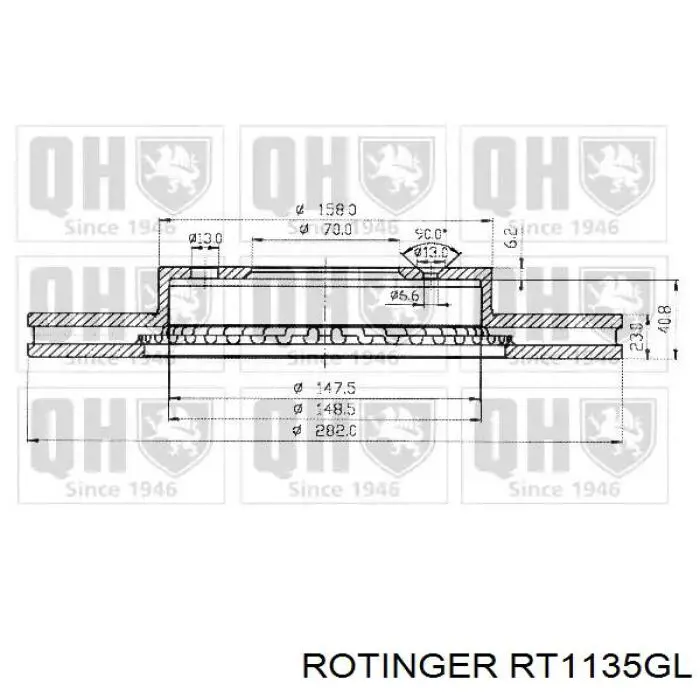Задний дисковый тормоз Rotinger RT1135GL