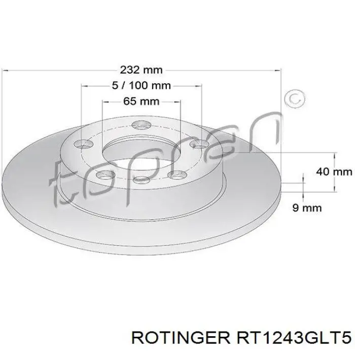 Купить RT1243GLT5 Rotinger Диск тормозной задний