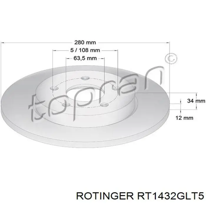 Купить RT1432GLT5 Rotinger Диск тормозной задний