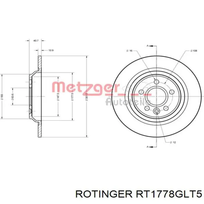 Тормозные диски RT1778GLT5 Rotinger