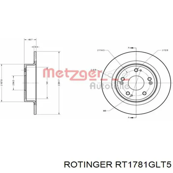 Купить RT1781GLT5 Rotinger Диск тормозной задний