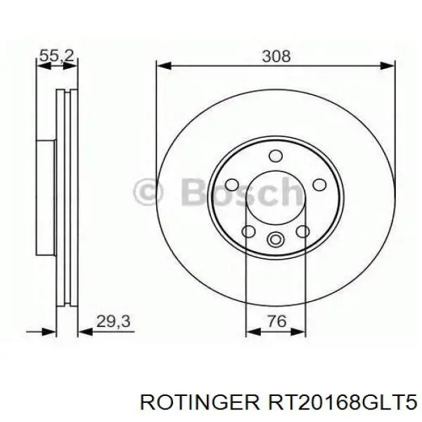 Передние тормозные диски RT20168GLT5 Rotinger