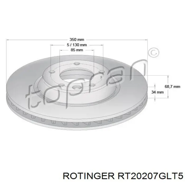 Тормоз дисковый передний Rotinger RT20207GLT5 цена, от 128.82 USD