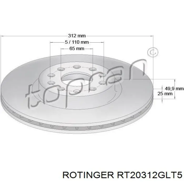 Купить RT20312GLT5 Rotinger Ротор тормозной