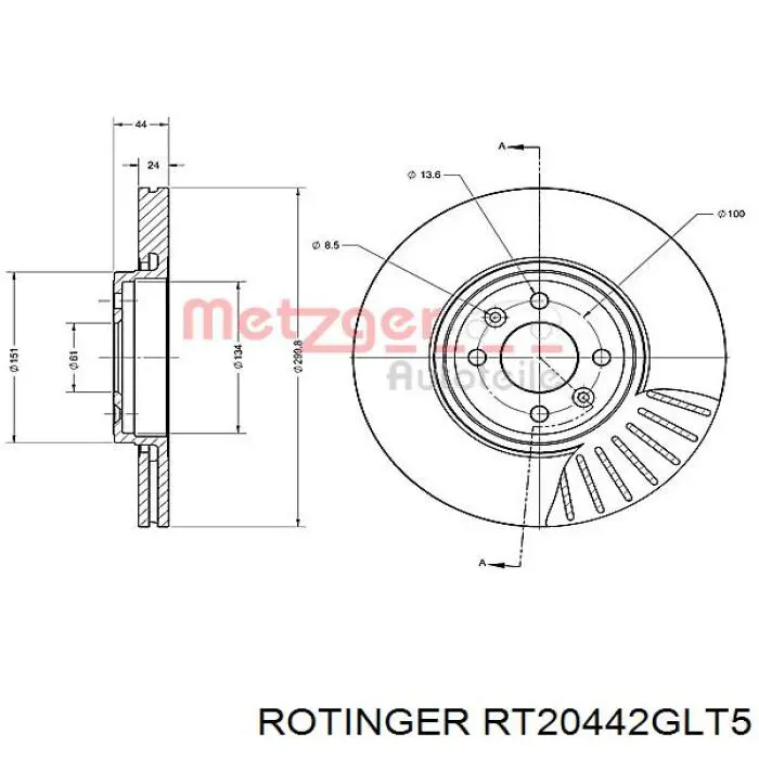 Купить RT20442GLT5 Rotinger Ротор тормозной