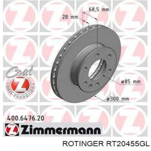 Передний тормозной диск Rotinger RT20455GL
