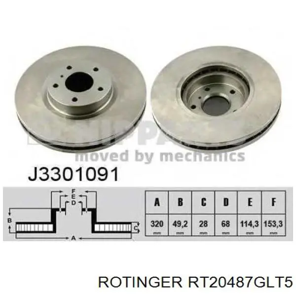 Купить RT20487GLT5 Rotinger Ротор тормозной