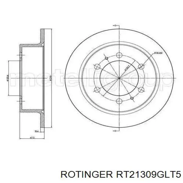 Передние тормозные диски RT21309GLT5 Rotinger