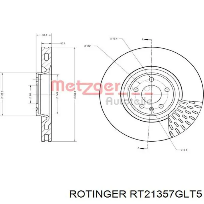 Тормоз дисковый передний Rotinger RT21357GLT5 цена, от 160.60 USD