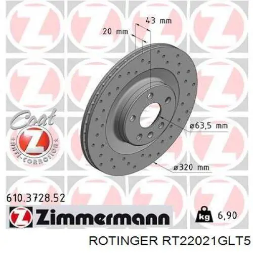 Тормозные диски RT22021GLT5 Rotinger