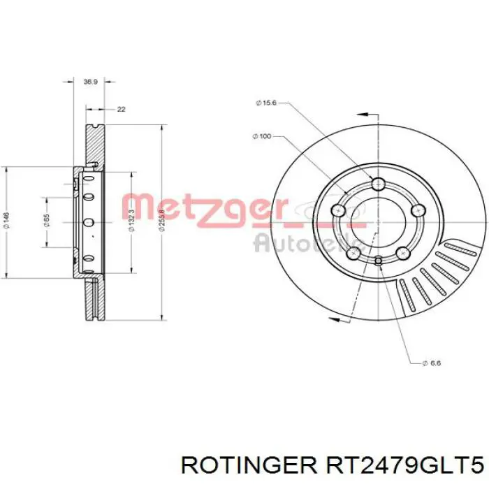 Передний тормозной диск Rotinger RT2479GLT5