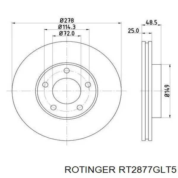 Купить RT2877GLT5 Rotinger Ротор тормозной