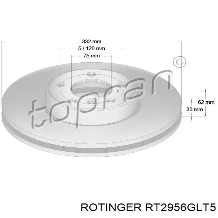 Тормоз дисковый передний Rotinger RT2956GLT5 цена, от 59.47 USD