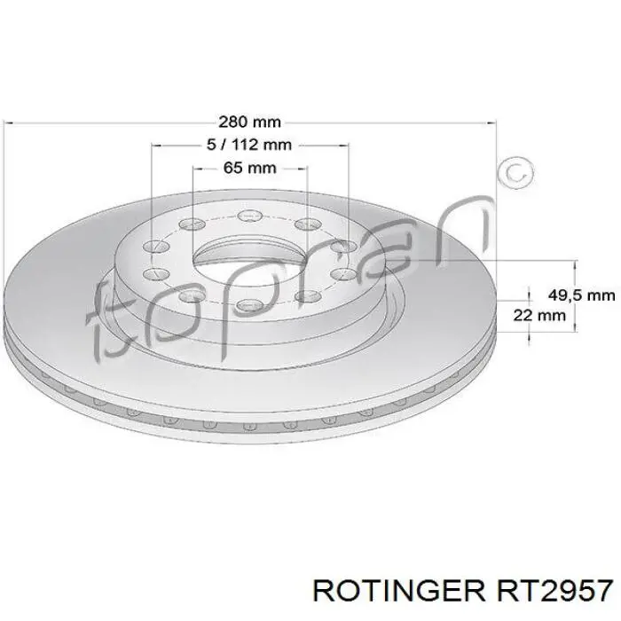 RT2957 Rotinger Диск тормозной передний