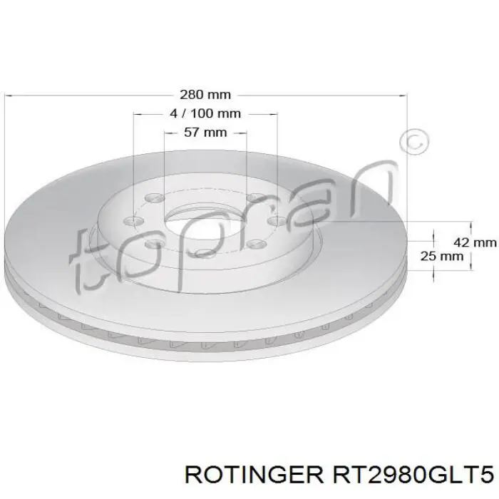 Тормоз дисковый передний Rotinger RT2980GLT5 цена, от 51.36 USD