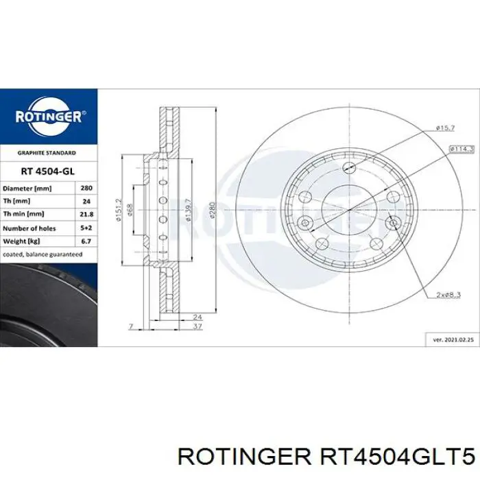 Купить RT4504GLT5 Rotinger Ротор тормозной