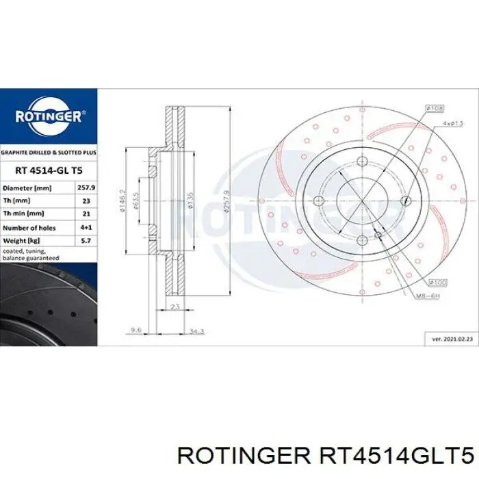 Купить RT4514GLT5 Rotinger Ротор тормозной