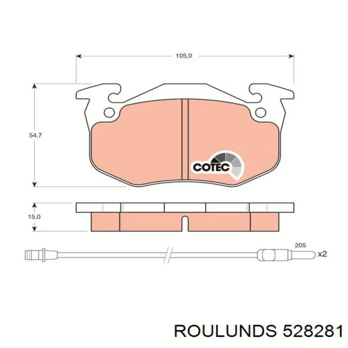 528281 Roulunds колодки тормозные передние дисковые