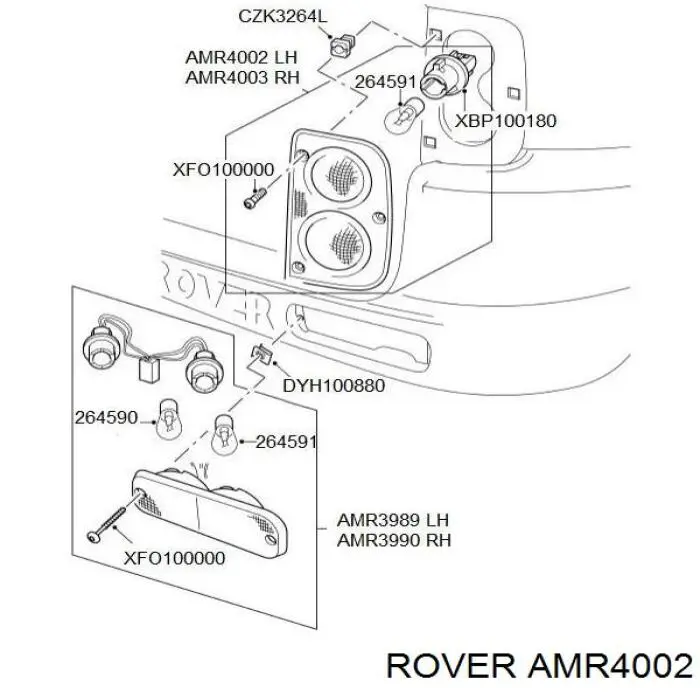Задняя левая фара Rover AMR4002 цена, от 23.14 USD